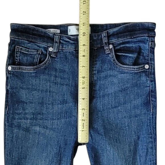 MNG Mango Boot Crop Jean with Frayed Raw Hem High Waist US Size 4 - Picture 7 of 9